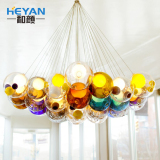 创意餐厅儿童房吊灯七彩色玻璃球泡泡吊灯球中球双罩玻璃球水晶球