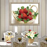 钻石十字绣饭厅新款草莓水果系列钻石绣贴钻画餐厅魔方圆钻客厅图