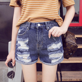 D5253实拍新款女装韩版破洞牛仔超短裤外穿显瘦热裤春款夏季