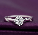 18K金白金铂金四爪钻石戒指男女结婚求婚钻戒对戒一克拉专柜正品
