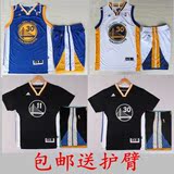 香港代购NBA勇士队30号库里球衣短袖11汤普森儿童款刺绣篮球服