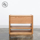 森植原创设计简约北欧折叠白橡木日式床头柜换鞋凳床边柜子储物架