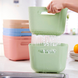 加高双层果蔬沥水篮2件套塑料滴水箩厨房洗菜篮蔬菜篮水果滤水篮