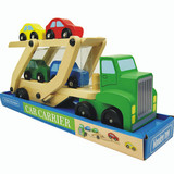 木质双层运载车模型木制老爷汽车送小男孩儿童木头车玩具车模摆件