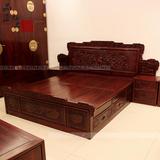 红木家具床非洲酸枝花鸟婚床1.8米双人实木环保特价三件套顶箱柜