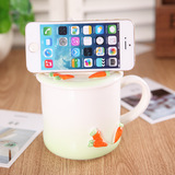 创意动物陶瓷杯情侣手机支架小清新可爱瓷杯子马克杯咖啡礼品水杯