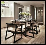 定制北欧实木餐桌现代简约设计师创意家具黑橡木小户型餐桌椅组合