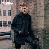viishow2015秋装新品夹克 韩版纯棉夹克衫 短款黑色夹克外套男潮