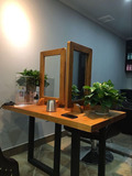 创意美式实木梳妆化妆镜子复古单面壁挂镜发廊理发店双面美发镜台
