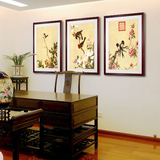 中式客厅装饰画书房有框画沙发背景墙画挂画玄关壁画郎世宁花鸟画