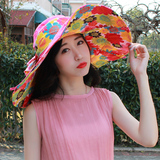 大檐凉帽超大沿沙滩帽太阳帽子女士遮阳帽春夏季防紫外线帽可折叠