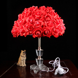 婚庆台灯玫瑰花水晶灯卧室床头客厅装饰浪漫温馨婚礼红台灯夜灯罩