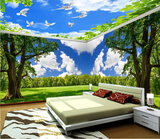 田园树林山水风景3D立体大型壁画客厅电视背景墙纸 卧室沙发壁纸