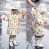 原单男女儿童轻便雨衣宝宝便携连帽雨披带拉链松紧带防水长款外套