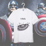 Marvel新款美国队长复古盾牌短袖 绿巨人 雷神 钢铁侠漫威英雄T恤