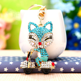 韩国创意礼品可爱水钻摩托车阿狸汽车钥匙扣女包挂件钥匙链圈饰品