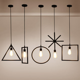 loft工业创意铁艺几何餐厅北欧简约吧台咖啡厅会议室艺术线条吊灯