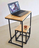 简约现代铁艺实木搭配笔记本电脑桌书桌写字桌餐桌沙发边床边茶桌