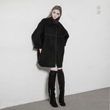原途设计师原创女装品牌冬季中长款显瘦羊毛大衣简约加厚宽松斗篷