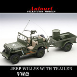 1:18 奥拓Autoart 吉普Jeep WILLYS WITH TRAILER 汽车模型
