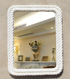 欧式美式乡村东南亚地中海装饰镜仿真绳方形浴室镜卫浴镜子梳妆镜