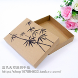 中国风手绘竹子复古加厚牛皮纸商务手提袋清新礼物礼品包装盒