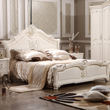 欧式床实木床双人床公主床1.8m婚床开放漆法式木纹床象牙白色描银