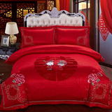 欧式床笠款四件套天丝贡缎提花刺绣全棉被套纯棉床单床上用品优质