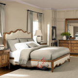 美式乡村实木床1.8 1.5米北欧宜家双人床法式橡木简约卧室布艺床
