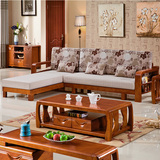 现代新中式全实木沙发组合橡木客厅贵妃转角沙发床推拉两用A02