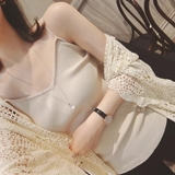 夏季女装新品韩版修身竖纹针织打底衫性感显瘦简约细吊带背心女潮