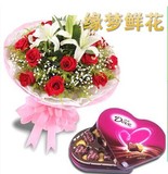 武汉市鲜花店同城速递红玫瑰德芙巧克力生日情人节送女友礼物鲜花