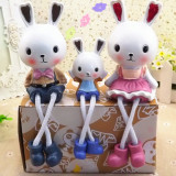 欧式家居装饰品摆件客厅创意吊脚娃娃可爱米菲兔一家新房开业礼品