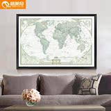 世界地图英文版简框画客厅装饰画创意海报壁画公司办公室装饰挂画