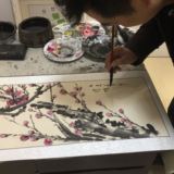 中国传统《梅花》山水花鸟书法字画名人贾腾博手绘真迹已装裱带框