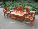 MD097明清古典实木家具   中式仿古榆木雕花皇宫太师椅沙发五件