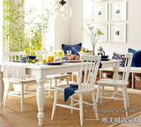 北欧实木白色罗马柱餐桌餐椅美式书椅田园风家具现代简约宜家餐桌