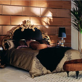 欧式实木双人床法式新古典卧室床后现代雕花布艺床新款公主婚床