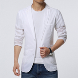 夏季韩版修身小西装男透明白色防晒服超薄款长袖大码外套上衣服装