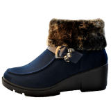 回力雪地靴女冬季短靴防滑坡跟短筒靴子加厚保暖皮带扣棉靴单靴女