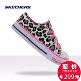 Skechers斯凯奇女大童鞋 创意多彩闪灯鞋子 儿童系带帆布鞋10272