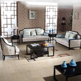 爱绿居 新中式布艺实木沙发椅组合 现代中式古典风格原木家具