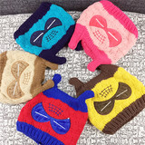 韩版2015秋冬新款儿童牛角奶嘴套头毛线针织帽男女宝宝保暖加厚帽
