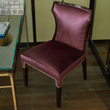 新古典实木贴黑檀木皮亮光漆书椅紫色绒布软包休闲椅铆钉餐椅定做