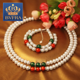 【宝芙兰】珍珠项链套装 正品  送妈妈礼物 天 人工玛瑙套装