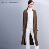 AmiiRedefine品牌女装2015秋冬新款西装领中长款开衫大码毛针织衫