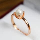 天然珍珠戒指 925银戒指女日韩版 简约 镀18k玫瑰金活口食指开口