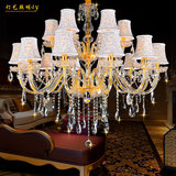 欧式奢华双层金色蜡烛水晶吊灯 简约客厅卧室餐厅LED水晶灯具灯饰