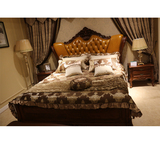 美式双人床 卧室古典床 婚床 美欧式床 真皮双人床 实木雕刻