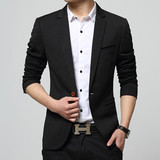 韩版男士商务休闲西装纯色修身型男款西服上衣春夏季便服单西外套